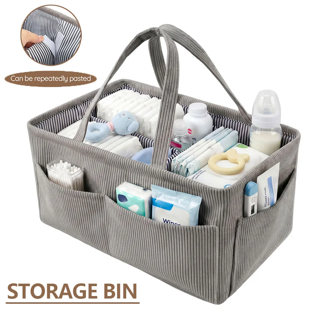 Diaper Caddy Organizer - Baby Nappy Caddy Organizer Foldable Corduroy