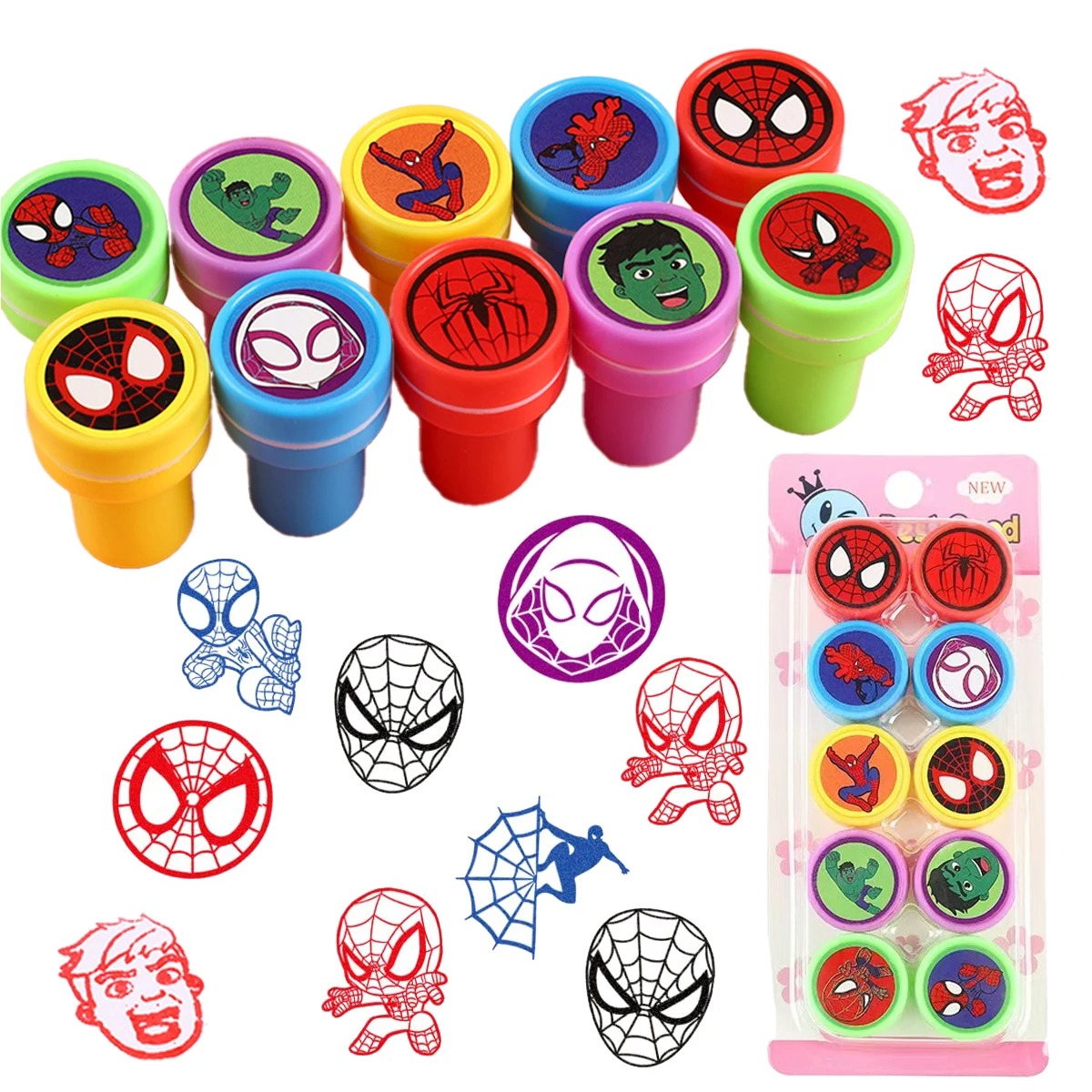 Footprint Ink Kit - 10Pcs/Set Spider--man Cartoon Ink Stamps Kids