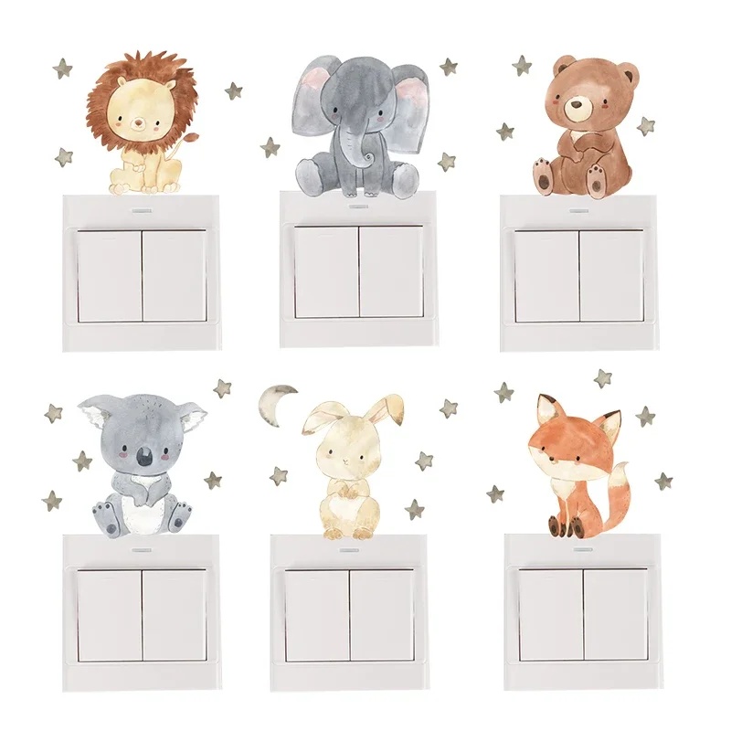 Baby Nursery Water - 6pcs/set Cartoon Animals Wall Stickers for