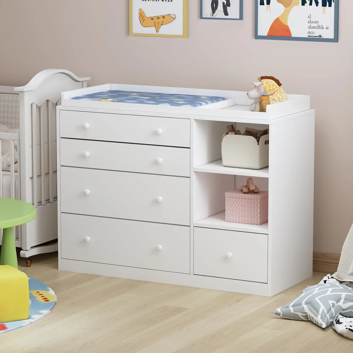 Nursery Baby Dresser, White Be - đánh giá và giá Baby Nursery Chest Of Drawers