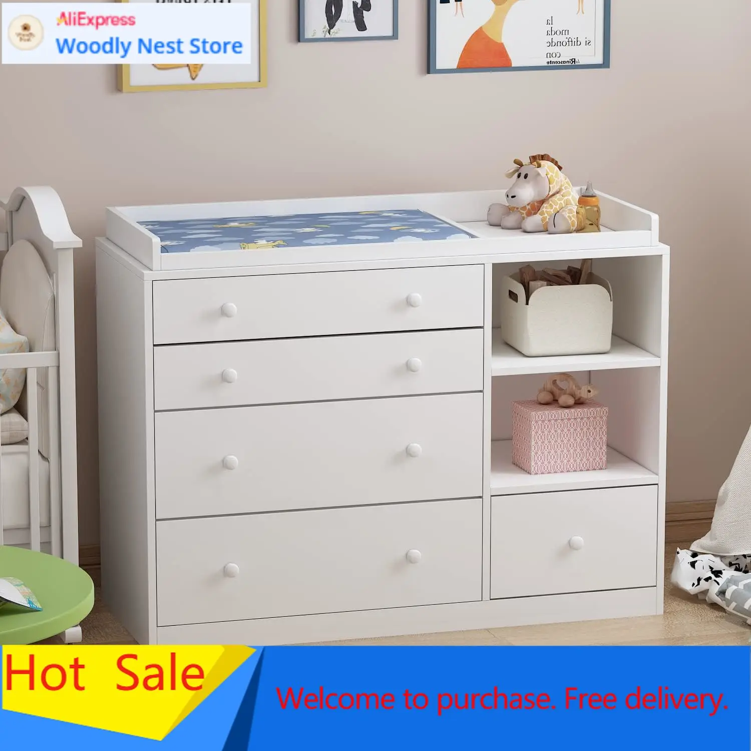 Nursery Baby Dresser, White Be - đánh giá và giá Baby Nursery Chest Of Drawers
