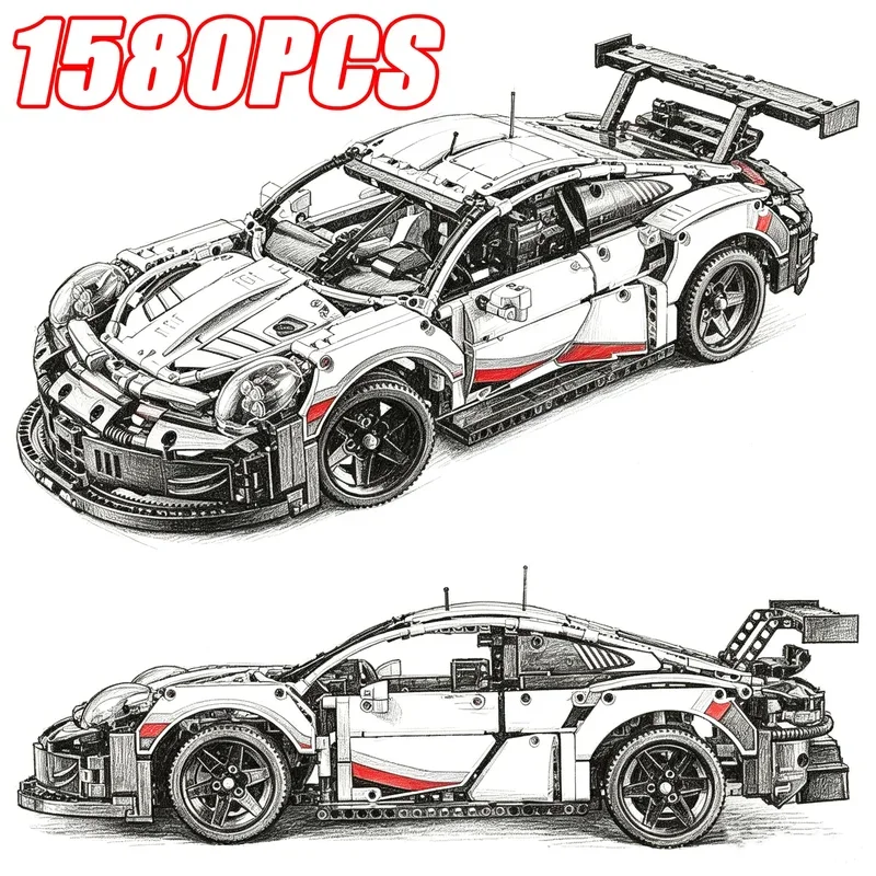 1580PCS 1:8 Scale RSR Race Car - đánh giá và giá Lego Set Technic