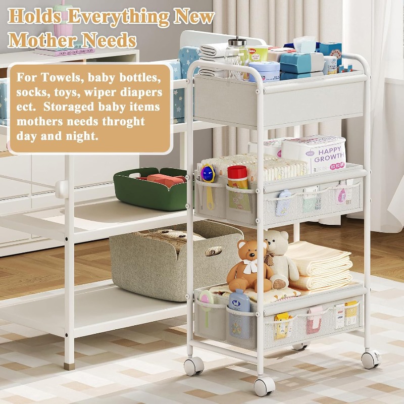 3-Tier Rolling Diaper Cart, Mu - đánh giá và giá Baby Nursery Cart