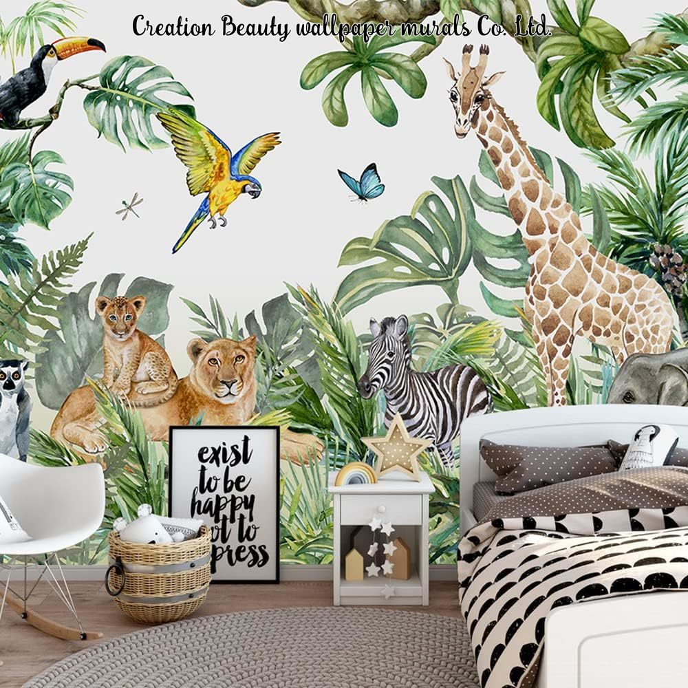 Watercolor Animals Jungle Wall - đánh giá và giá Baby Nursery Water