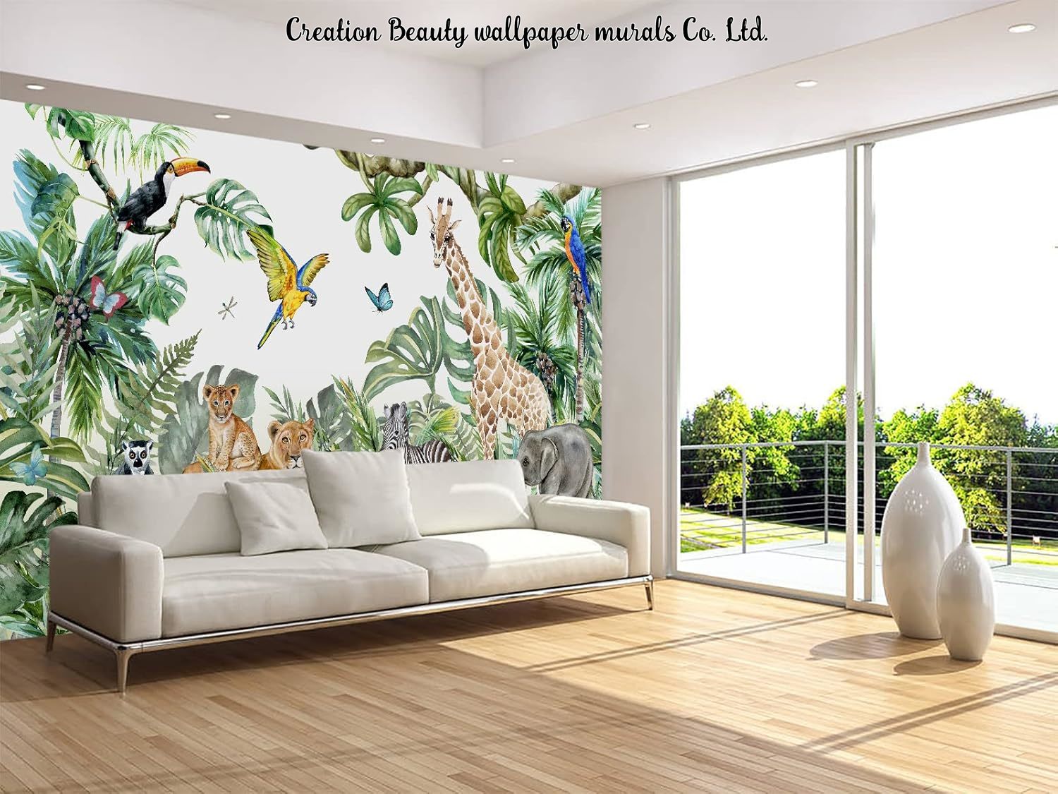 Watercolor Animals Jungle Wall - đánh giá và giá Baby Nursery Water