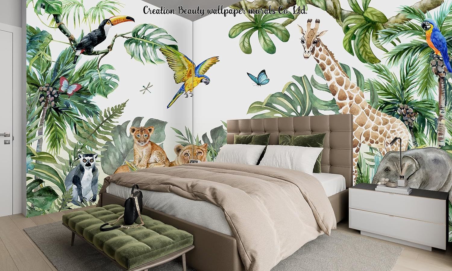 Watercolor Animals Jungle Wall - đánh giá và giá Baby Nursery Water