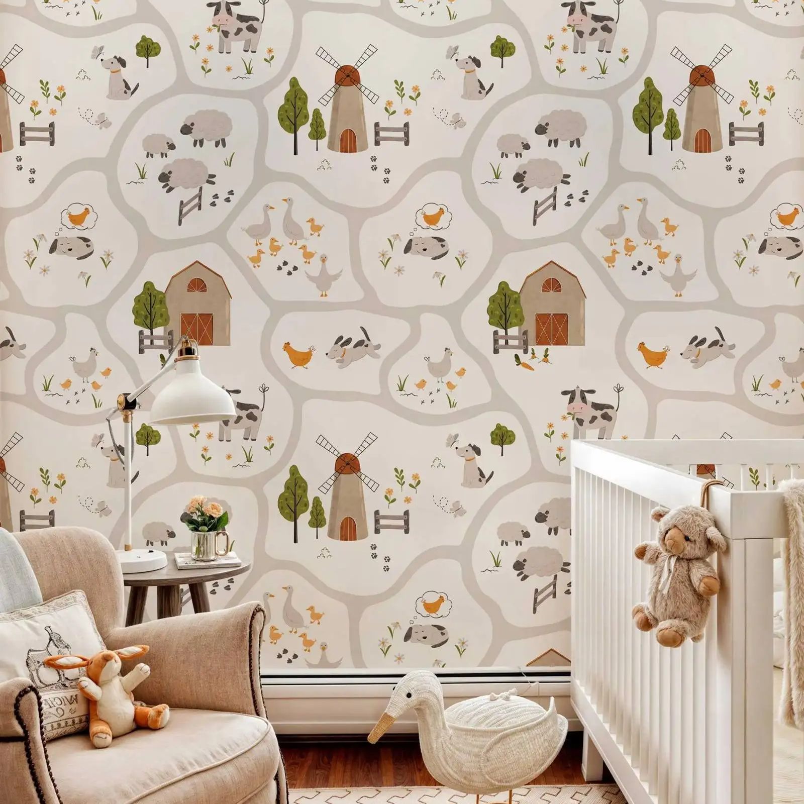 Cute Farm Animals Kids Wallpap - đánh giá và giá Baby Nursery Water