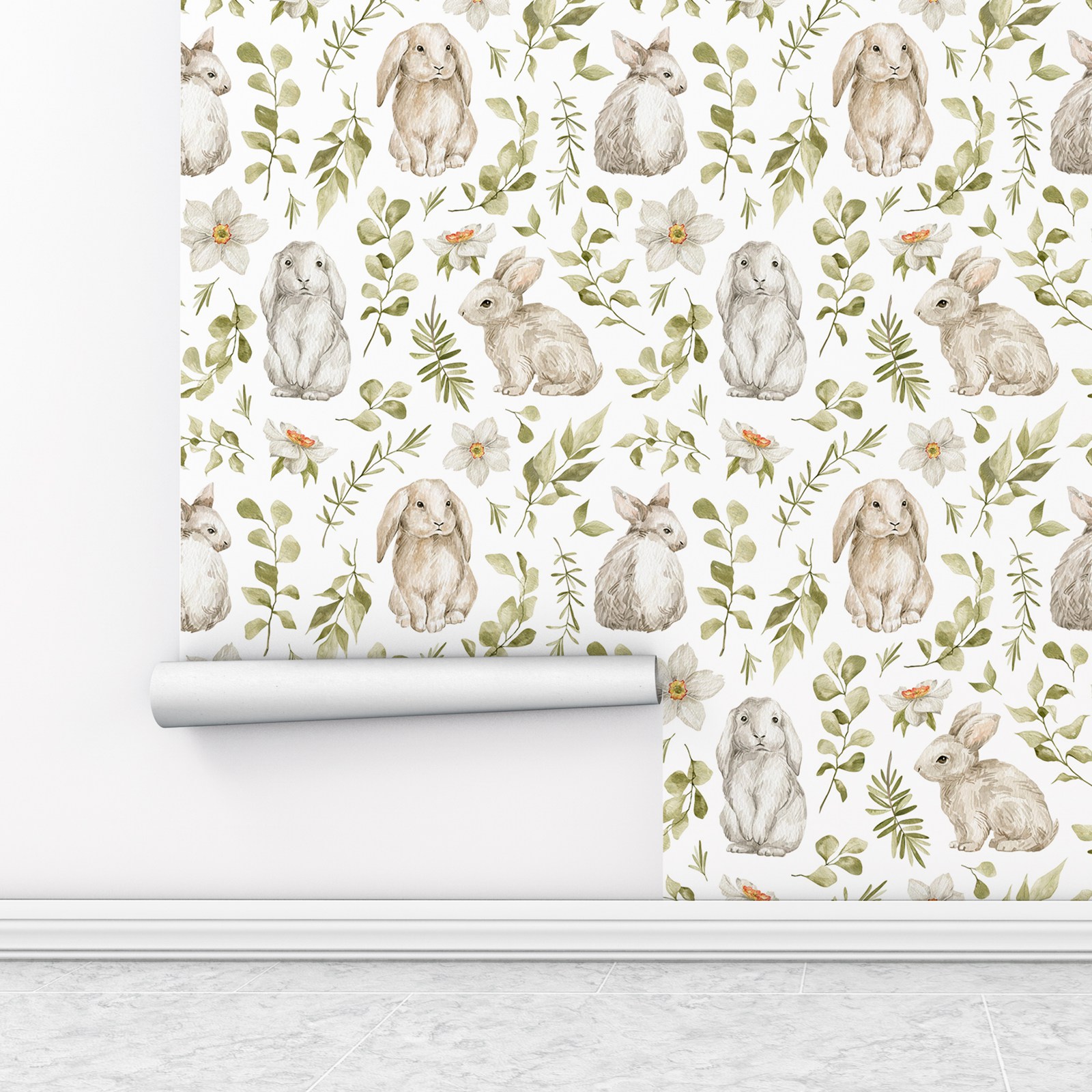 Bunny Wallpaper Kids Room Wall - đánh giá và giá Baby Nursery Water