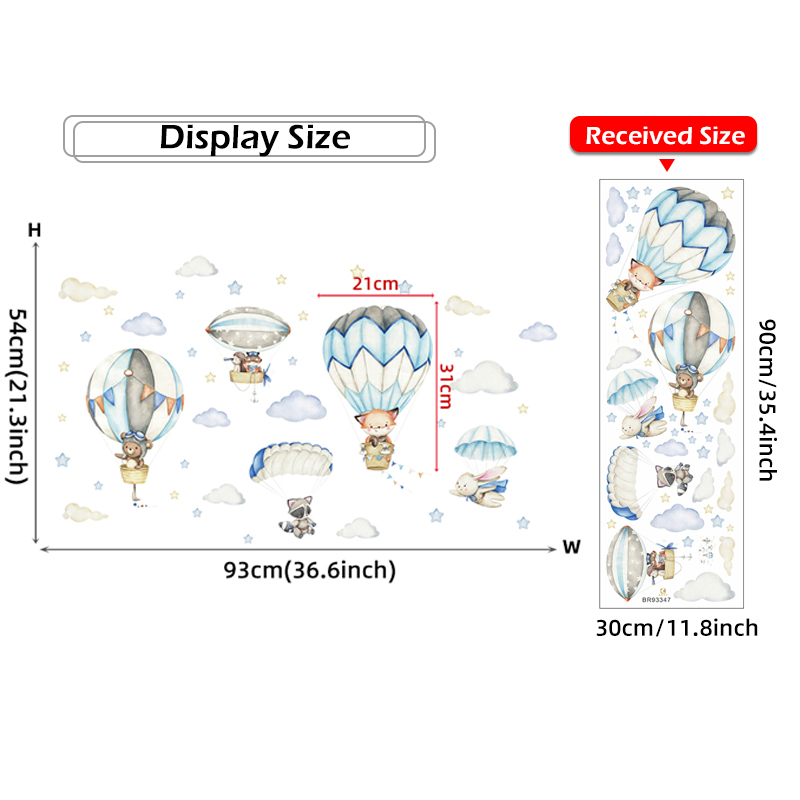 Cartoon Cute Animals Hot Air B - đánh giá và giá Baby Nursery Artwork