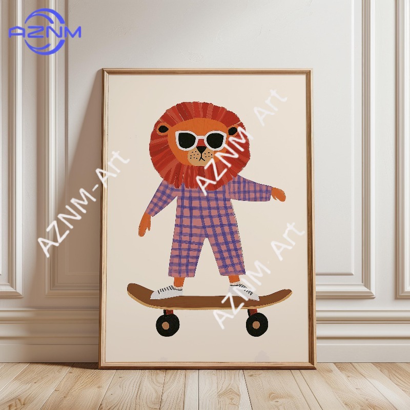 1PC Funny Animal Skateboarding - đánh giá và giá Baby Nursery Artwork