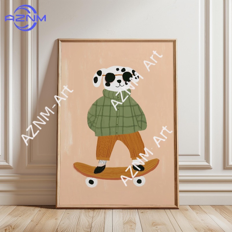 1PC Funny Animal Skateboarding - đánh giá và giá Baby Nursery Artwork