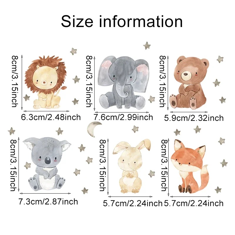 6pcs/set Cartoon Animals Wall  - đánh giá và giá Baby Nursery Water